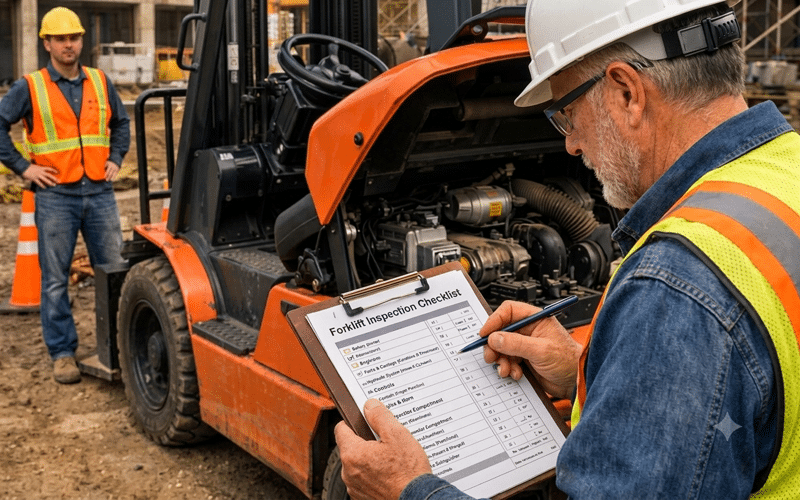 Forklift inspection on construction sites